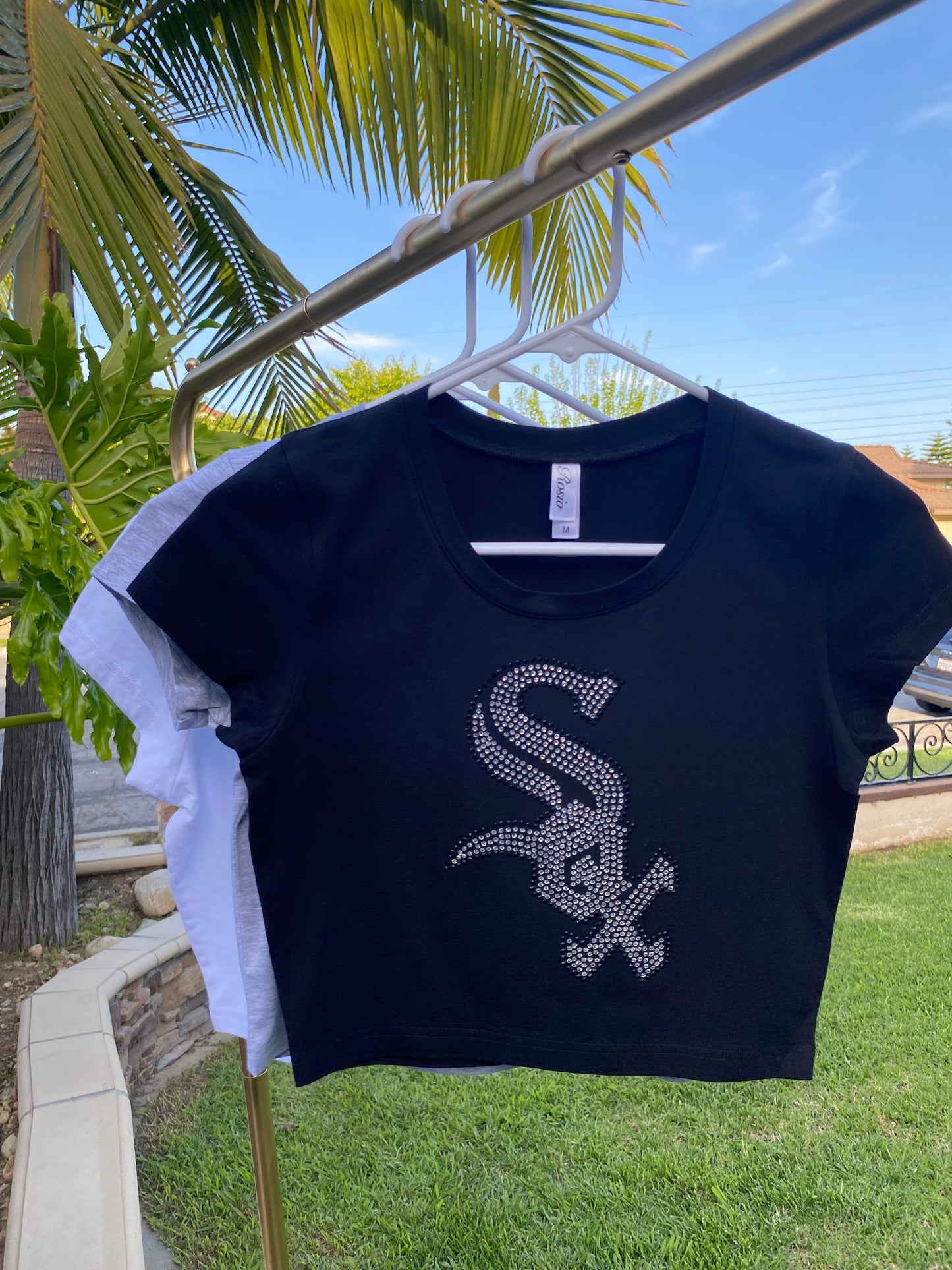 White SOX Rhinestone Baby Tee
