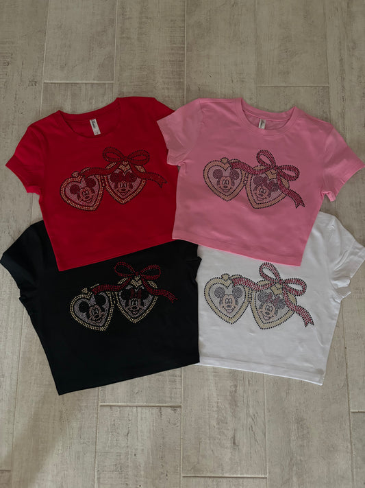 Mouse Locket Rhinestone Baby Tee