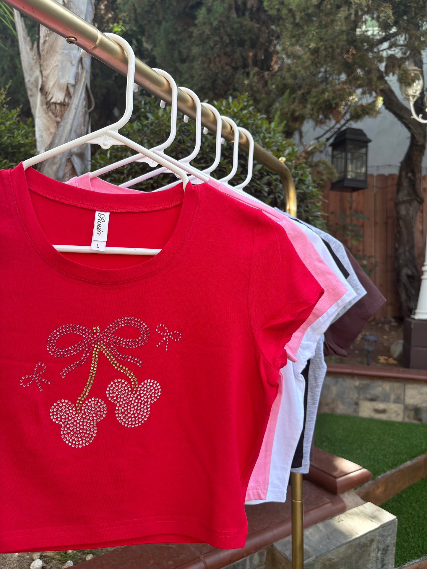 Cherry Ears Rhinestone Baby Tee