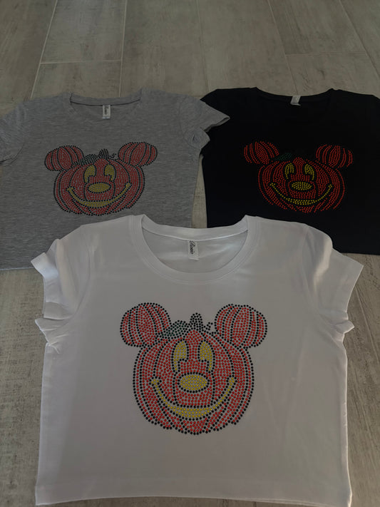Spooky Pumpkin Rhinestone Baby Tee