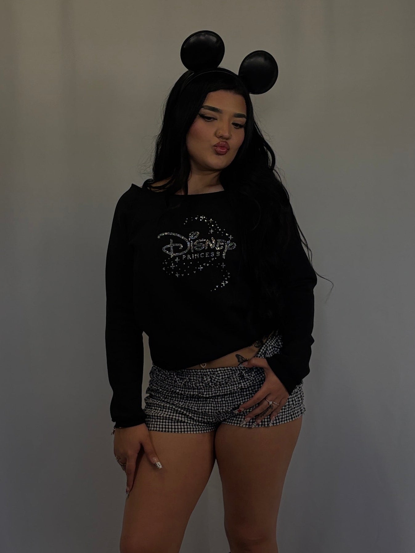 Off the Shoulder Disney Princess Rhinestone Crewneck