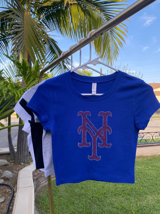 NY Mets Rhinestone Baby Tee