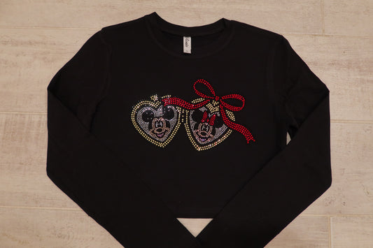 Rhinestone Mouse Locket Long Sleeve Baby Tee