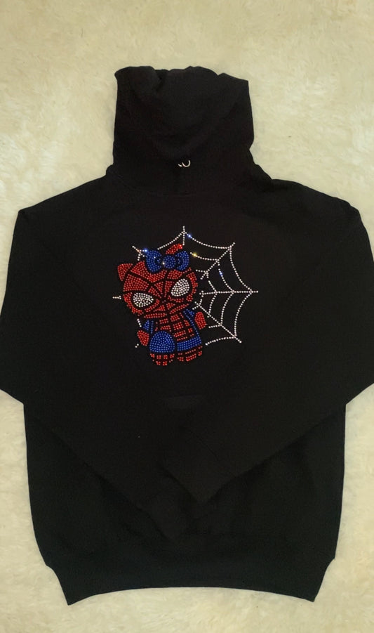 Spider Kitty Rhinestone Hoodie