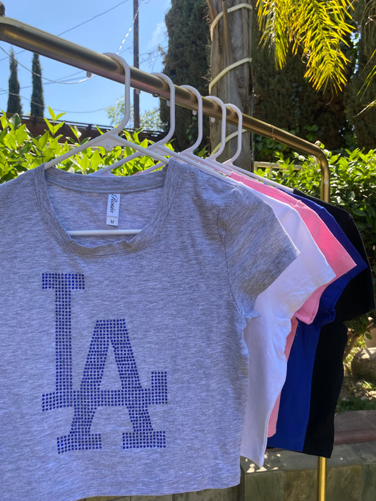Blue LA Rhinestone Baby Tee