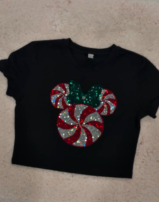 Peppermint Ears Rhinestone Baby Tee