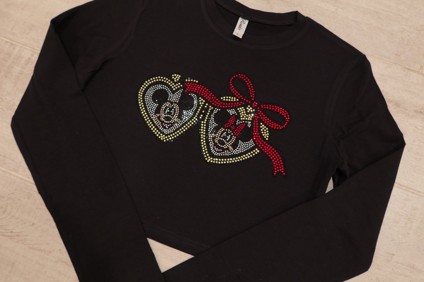 Rhinestone Mouse Locket Long Sleeve Baby Tee