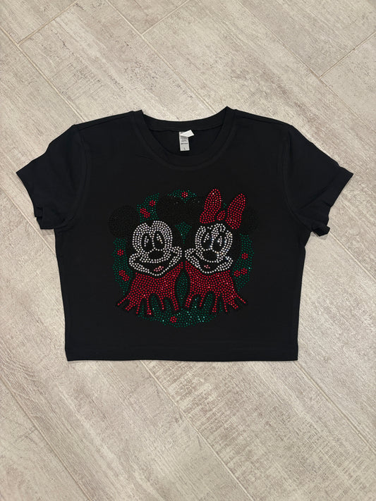 Rhinestone Mouse Wreath Baby Tee