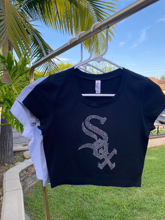 White SOX Rhinestone Baby Tee