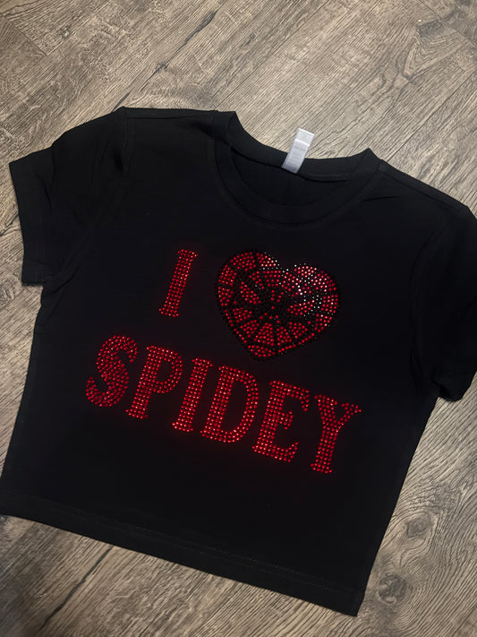 I ❤️ Spidey Rhinestone Baby Tee