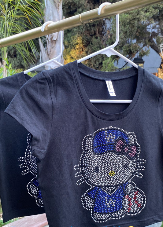 Hello Kitty Dodgers Rhinestone Baby Tee