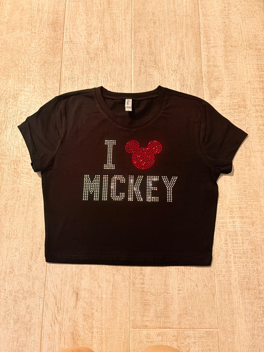 I ❤️ Mickey Rhinestone Baby Tee